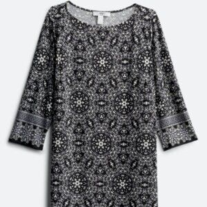 Wisp Black and White Graphic  Dress